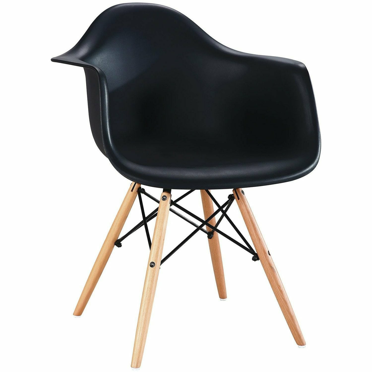 VESTIAMO CASA - Poltrona nera con gambe in legno - h83cm