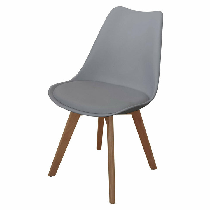 VESTIAMO CASA - Sedia grigia con gambe in legno - h83x53,5x48,5 cm