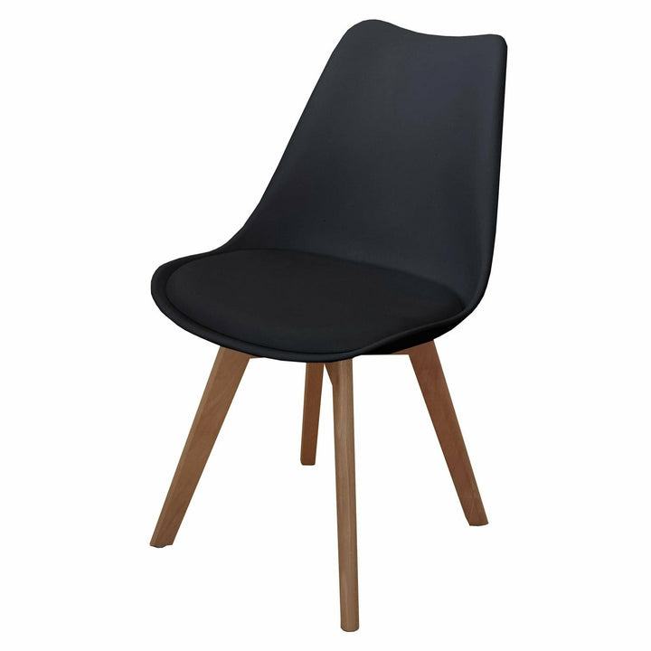 VESTIAMO CASA - Sedia nera con gambe in legno - h83x53,5x48,5 cm