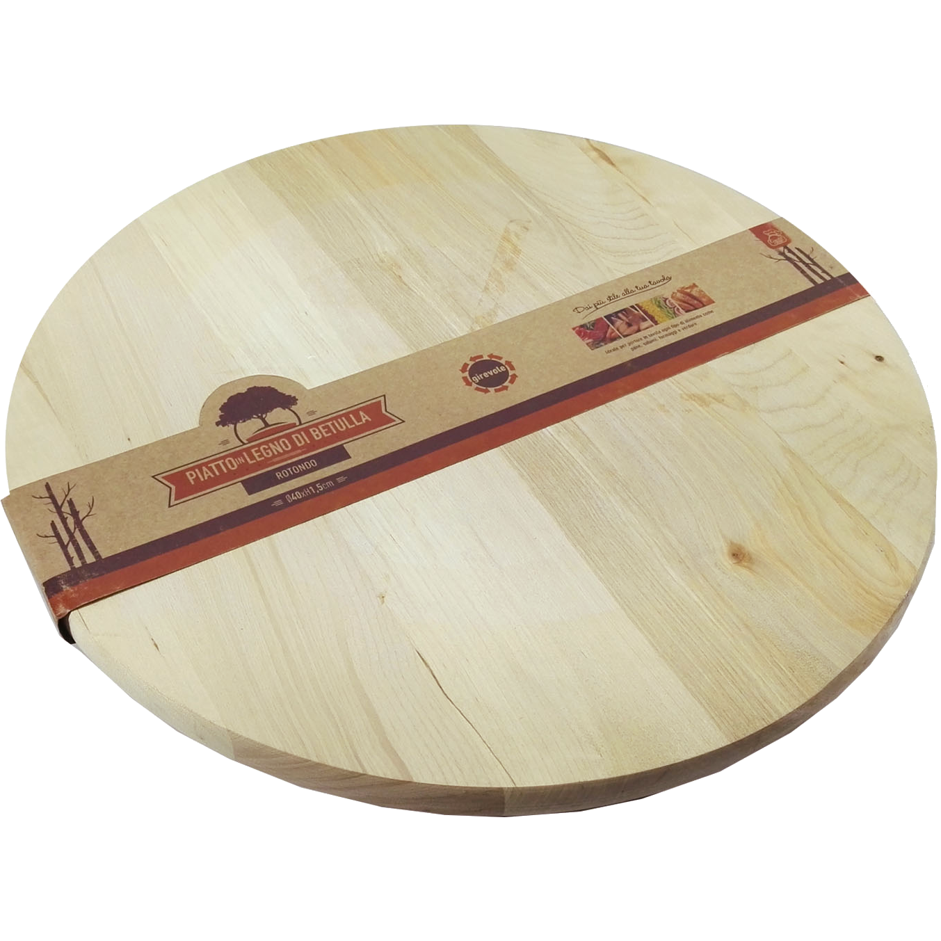 GUSTO CASA - Piatto tondo girevole in legno di betulla diametro 40 cm