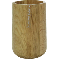VESTIAMO CASA - Bicchiere porta spazzolini da bagno in legno di quercia - h11,5 cm x diametro 8 cm