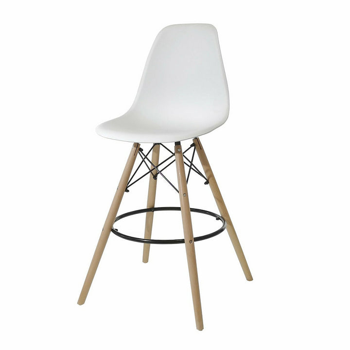 VESTIAMO CASA - Sgabello bianco con gambe in legno - h108x54x54 cm