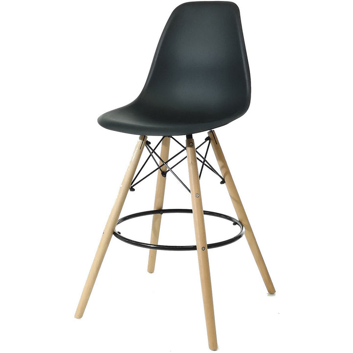 VESTIAMO CASA - Sgabello nero con gambe in legno - h108x54x54 cm