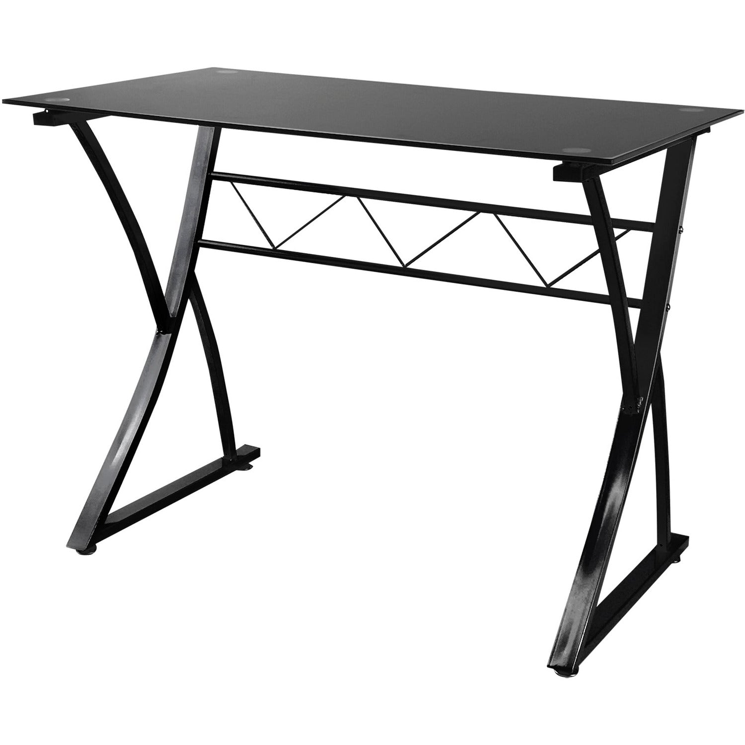 VESTIAMO CASA - Scrivania con Piano in Vetro Nero e Struttura in Metallo h75x100x55 cm