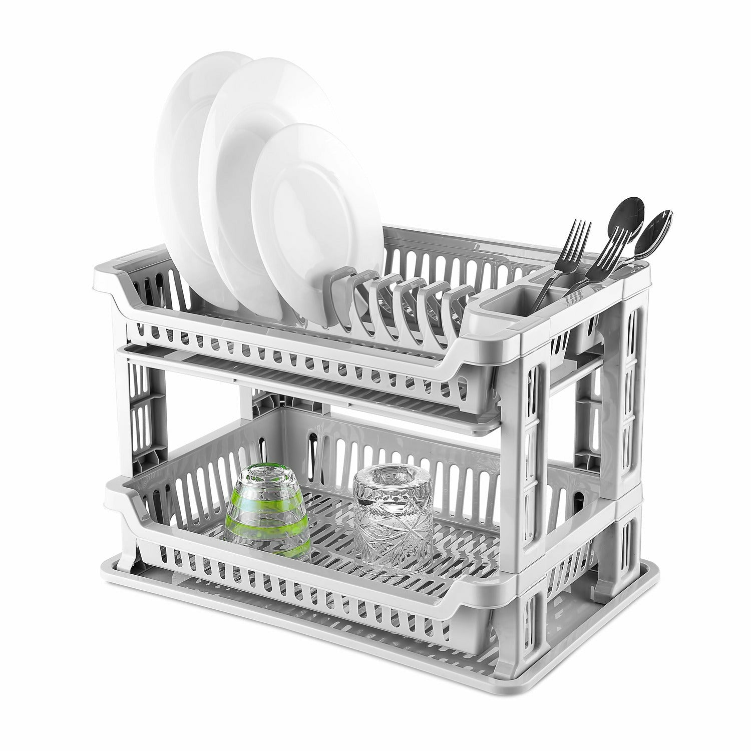 GUSTO CASA - Scolapiatti in polipropilene 2 livelli 11 posti piatti 45,5x30 cm