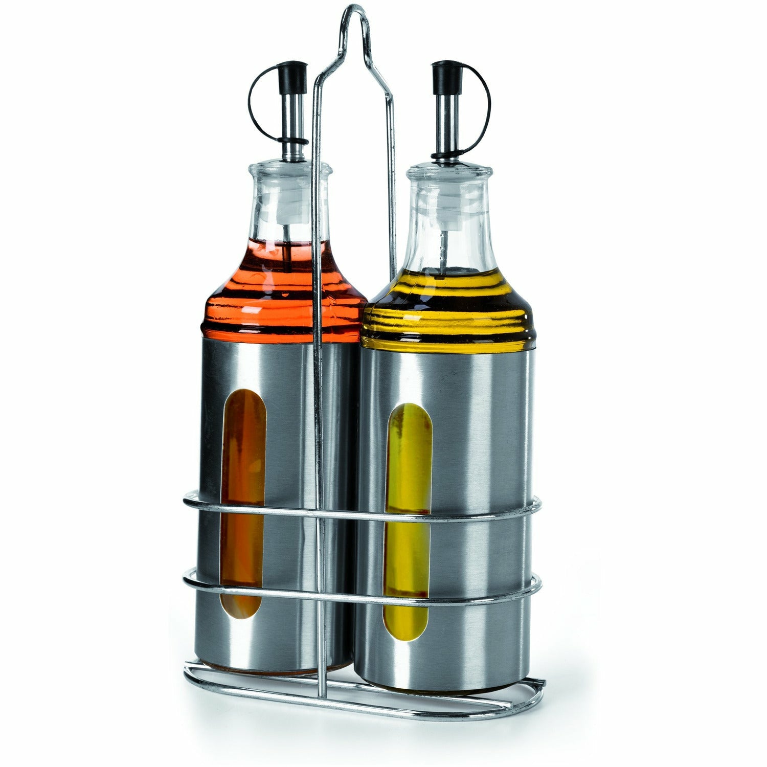 GUSTO CASA - Set Olio e Aceto in Vetro con Dosatore in Acciaio Inox 350 ml