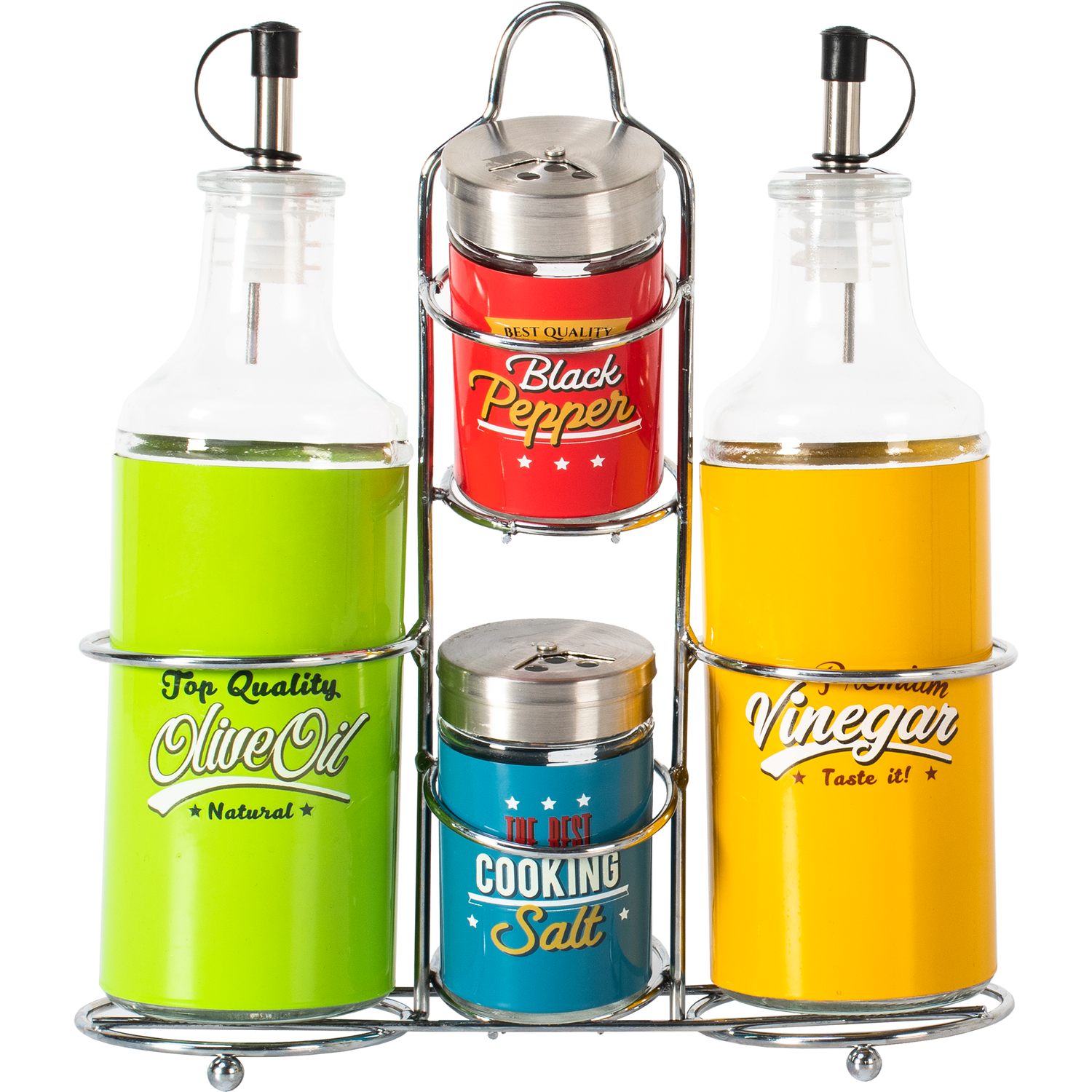 GUSTO CASA - Set Menage 4 contenitori con stand Linea Vintage