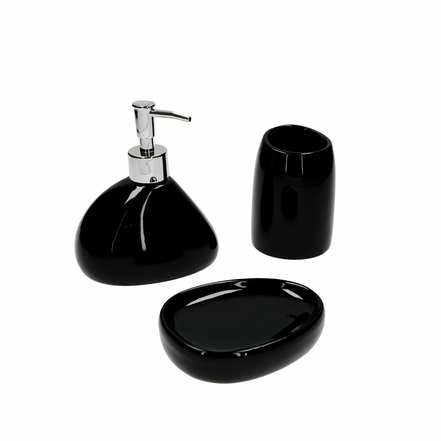 VESTIAMO CASA - Set Bagno 3 pezzi in ceramica Nero