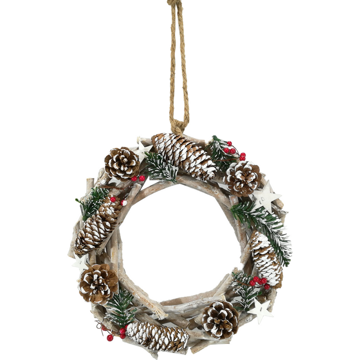VESTIAMO CASA GRAN NATALE - Ghirlanda con pigne e bacche - diametro 30 cm