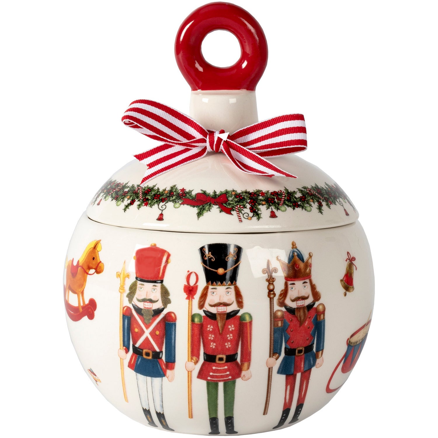 VESTIAMO CASA GRAN NATALE - Cofanetto Palla Natalizia in ceramica con fiocco - h19 cm