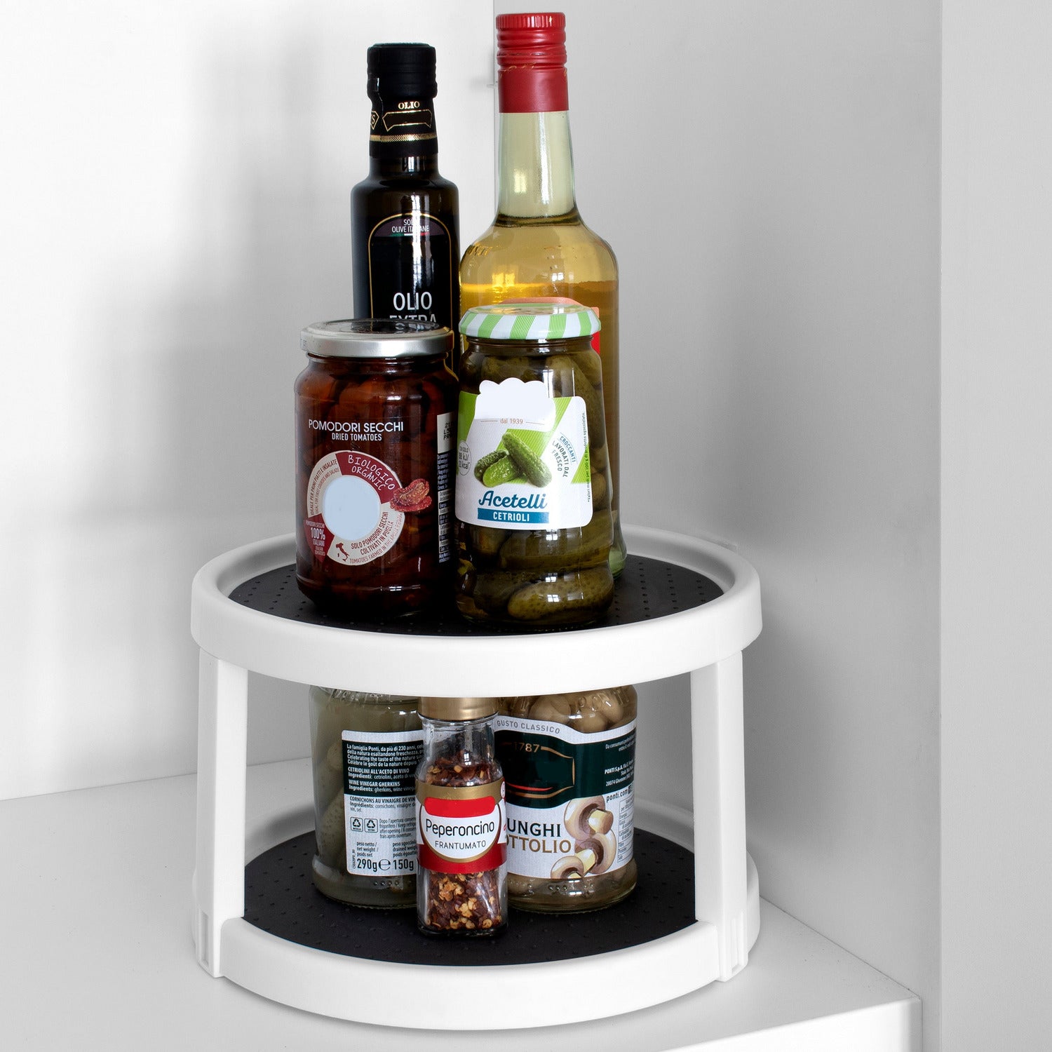 VESTIAMO CASA - Organizer girevole 2 ripiani in polipropilene - h15 cm x diametro 25 cm