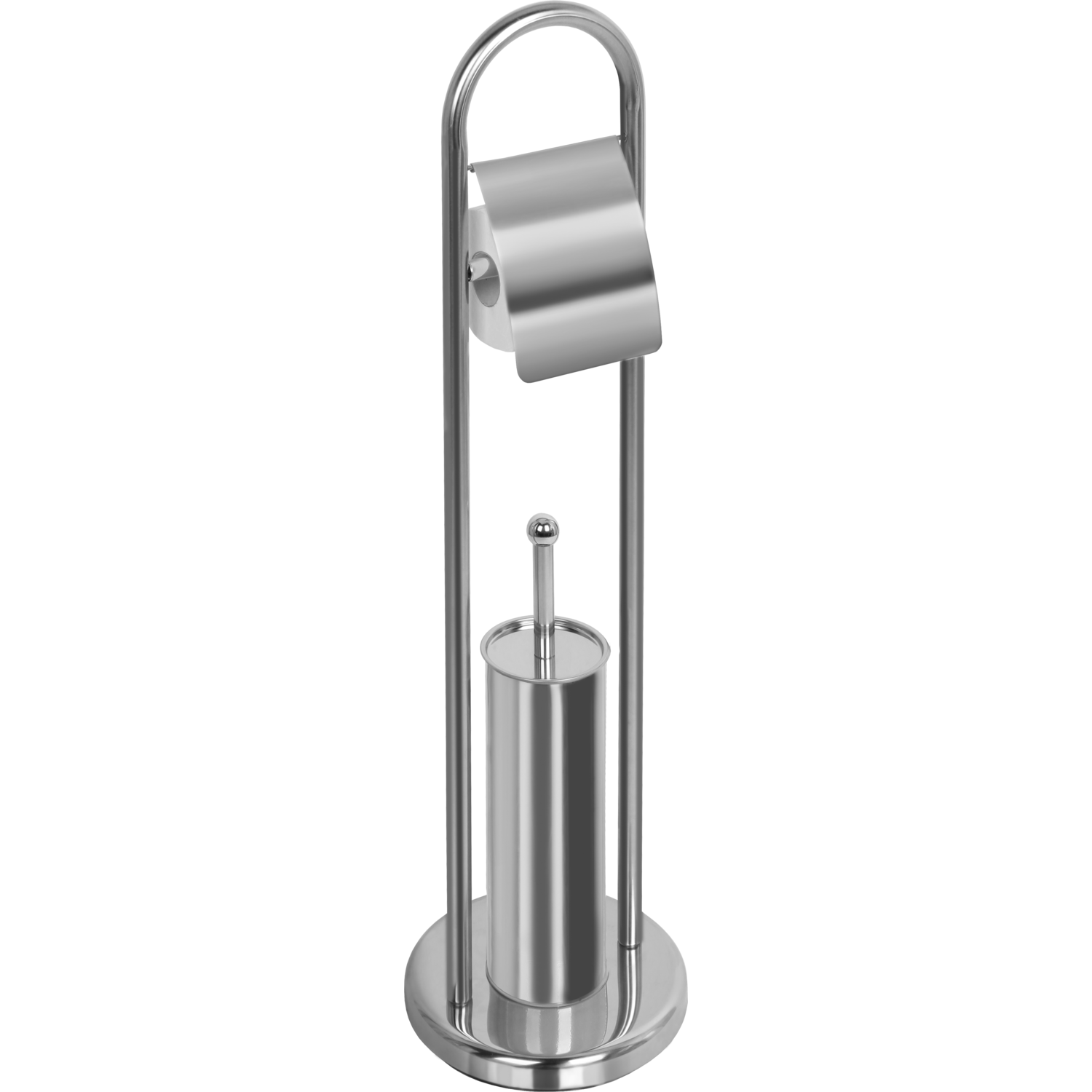 VESTIAMO CASA - Piantana Portascopino e Portarotolo in acciaio inox - h80 cm diametro 22 cm