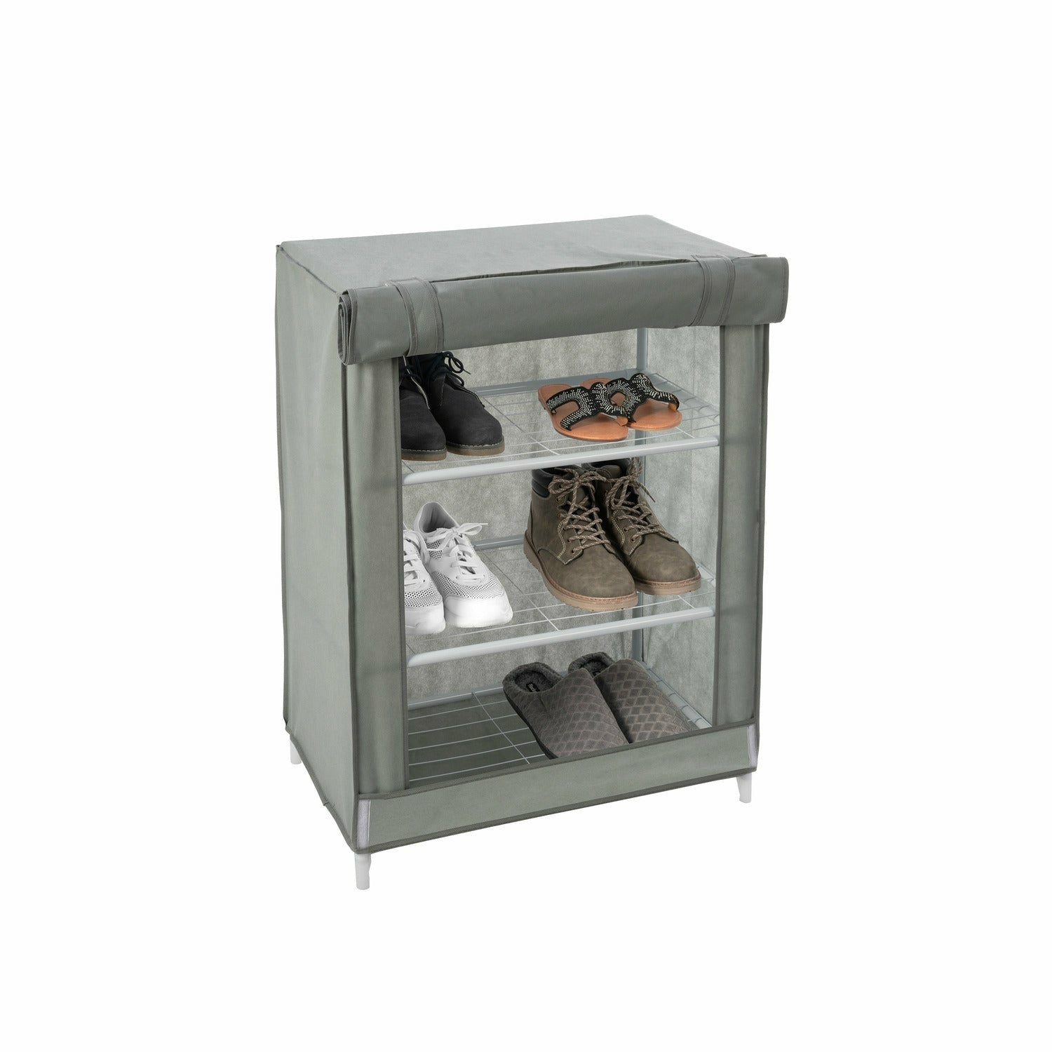 VESTIAMO CASA - Scarpiera 3 ripiani Salvaspazio 9 Posti colore grigio - h85cm