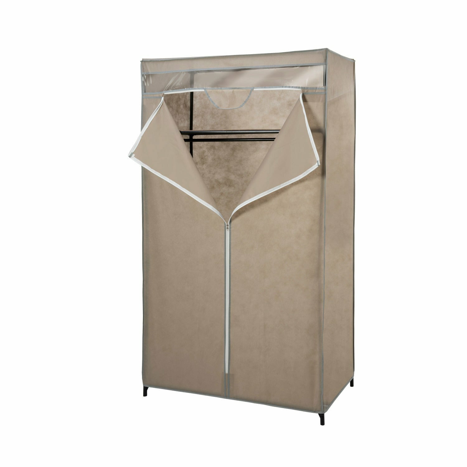 VESTIAMO CASA - Armadio Salvaspazio con appendiabiti e ripiano Tortora - h160x90x50 cm