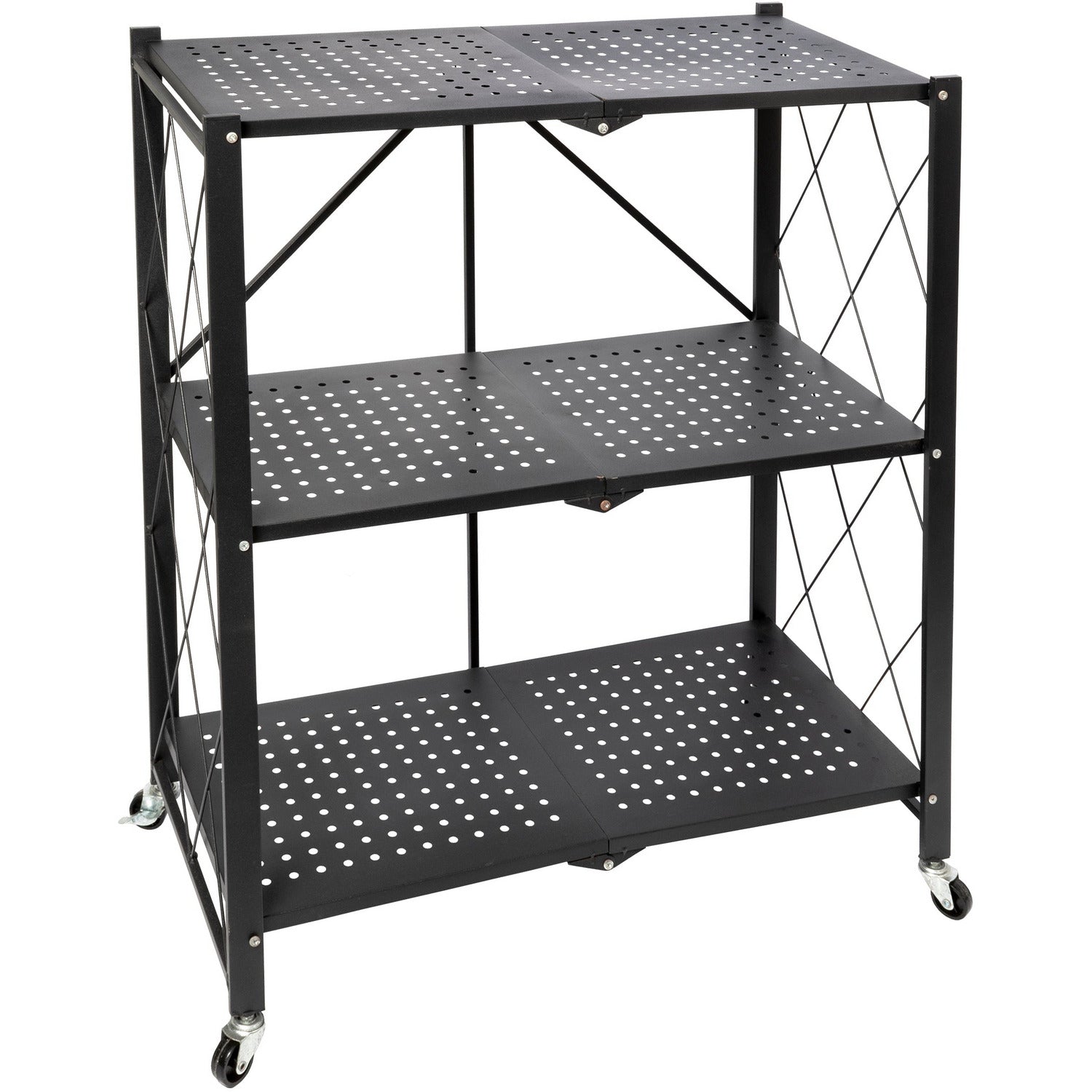 VESTIAMO CASA - Scaffale multiuso 3 ripiani richiudibili in metallo Nero Industrial Style - h87x71x34 cm