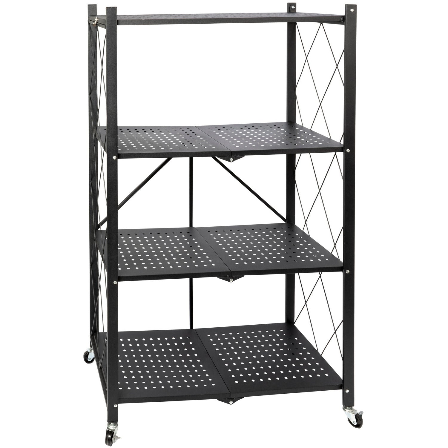 VESTIAMO CASA - Scaffale multiuso 4 ripiani richiudibili in metallo Nero Industrial Style - h124x71x34 cm