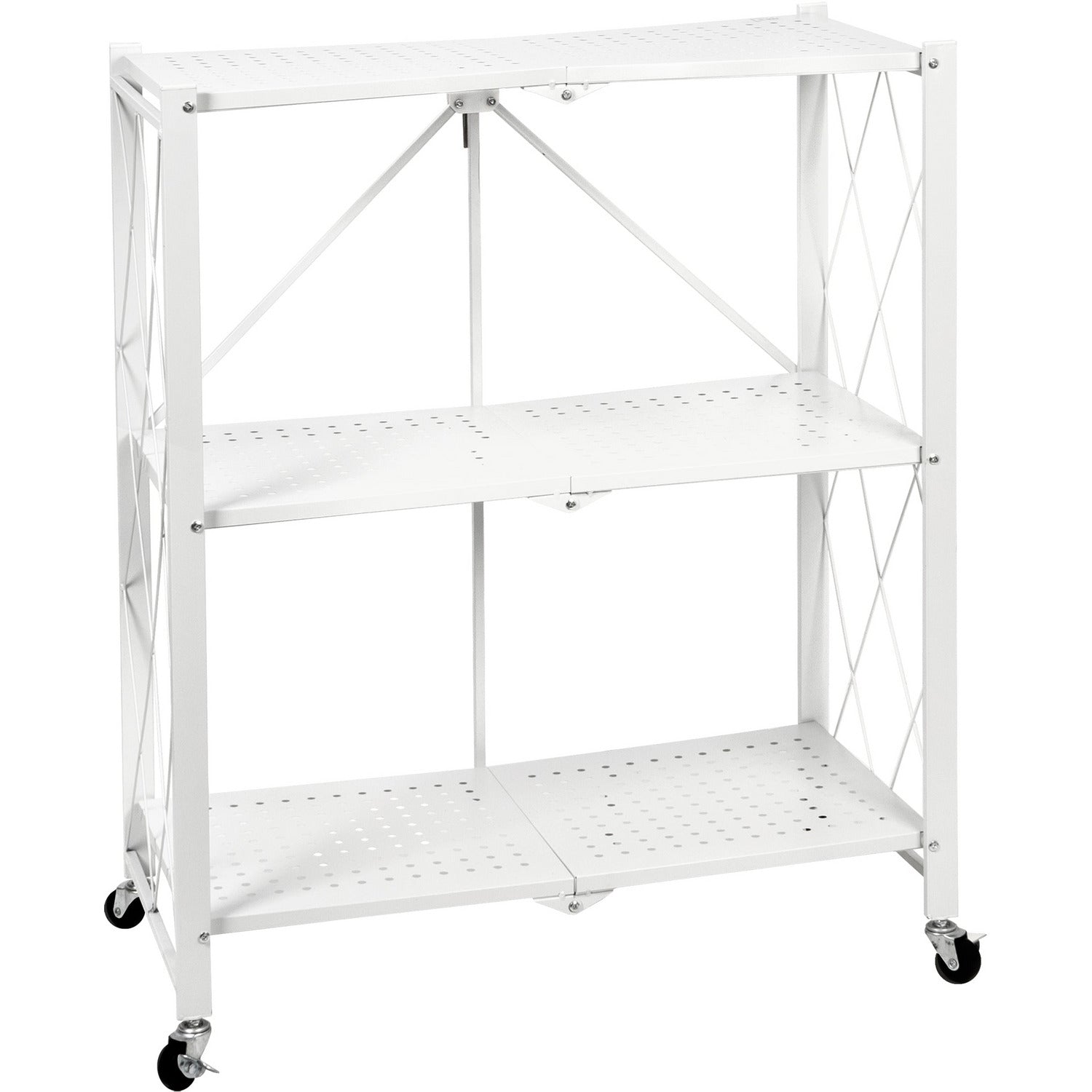 VESTIAMO CASA - Scaffale multiuso 3 ripiani richiudibili in metallo Bianco Industrial Style - h87x71x34 cm