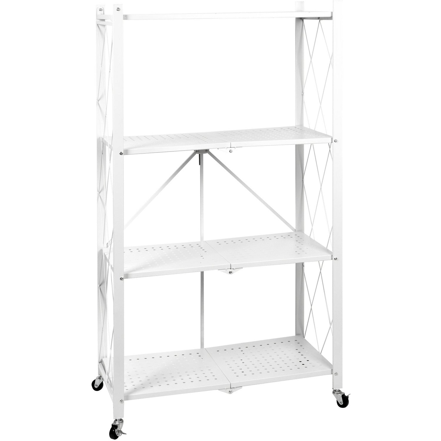 VESTIAMO CASA - Scaffale multiuso 4 ripiani richiudibili in metallo Bianco Industrial Style - h124x71x34 cm