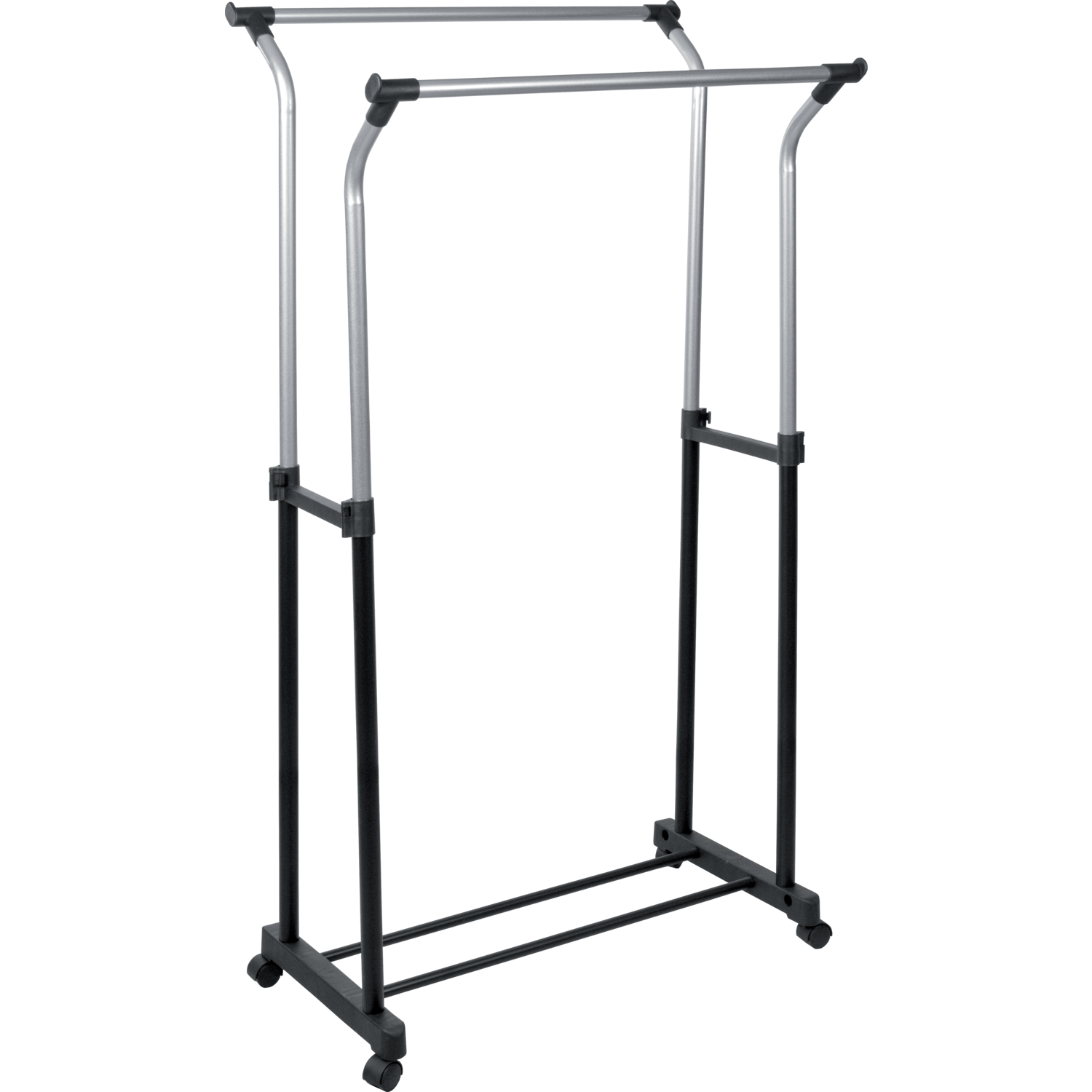 VESTIAMO CASA - Appendiabiti Doppio Estensibile a 2 Aste con Ruote - Altezza regolabile da 106 a 170 cm