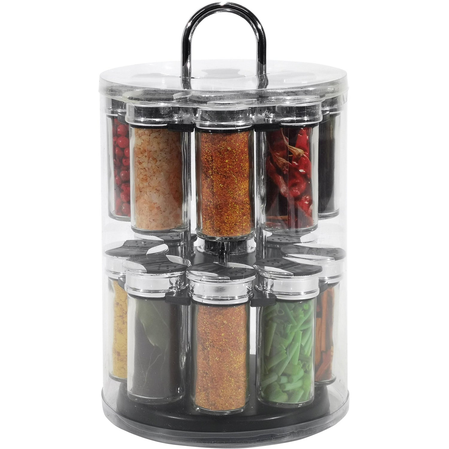 GUSTO CASA - Portaspezie girevole in polipropilene con 16 barattoli