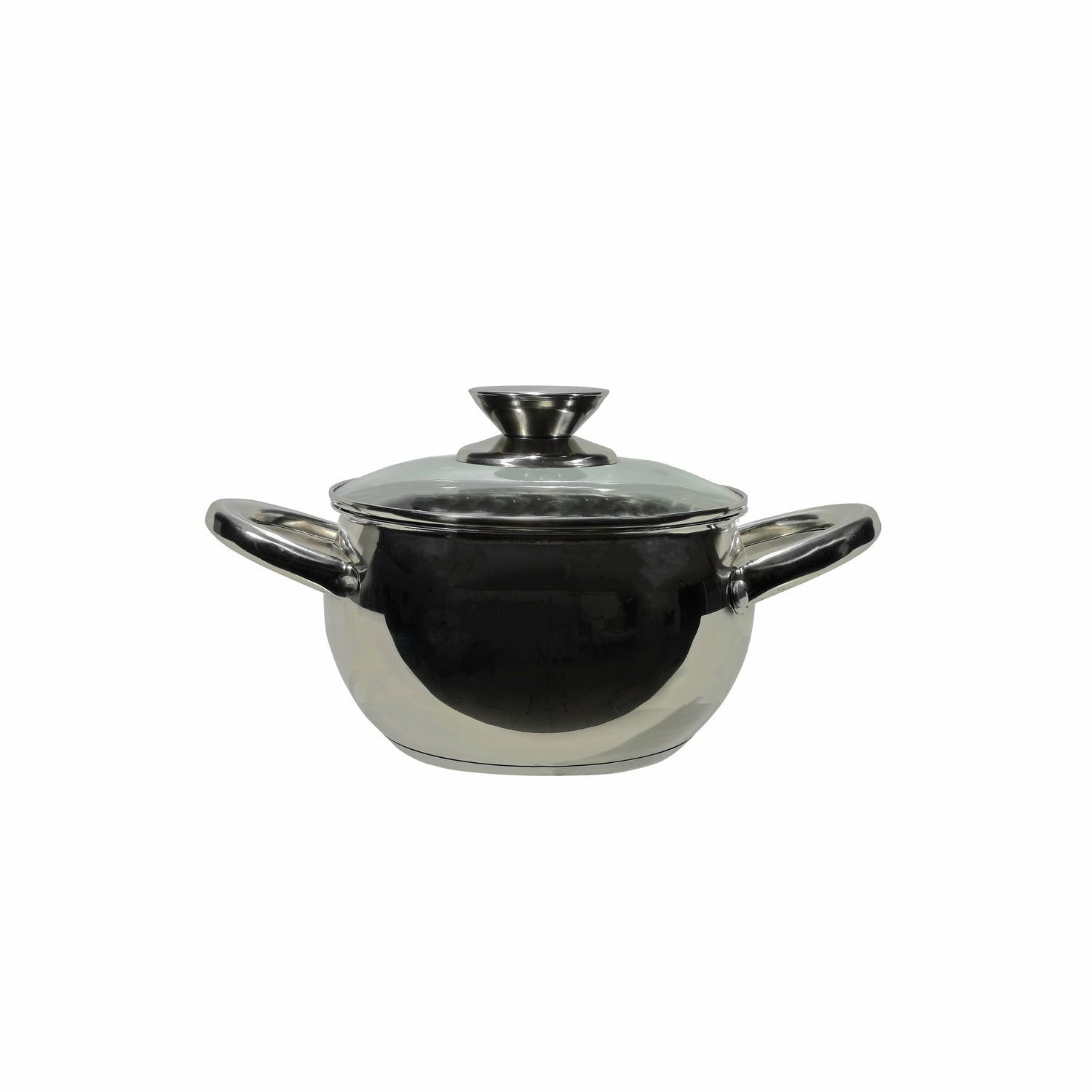 GUSTO CASA - Casseruola in acciaio inox Veronique con coperchio in vetro temperato diametro 18 cm