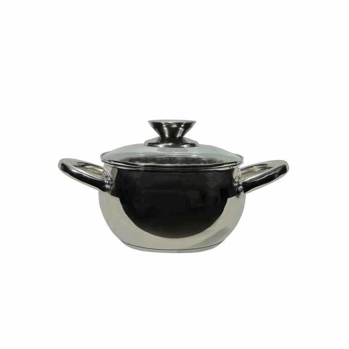 GUSTO CASA - Casseruola in acciaio inox Veronique con coperchio in vetro temperato diametro 20 cm