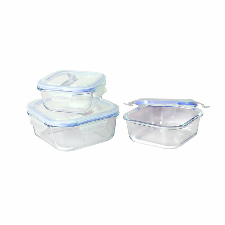 GUSTO CASA - Contenitori Quadrati Ermetici in vetro borosilicato - set 3 pezzi