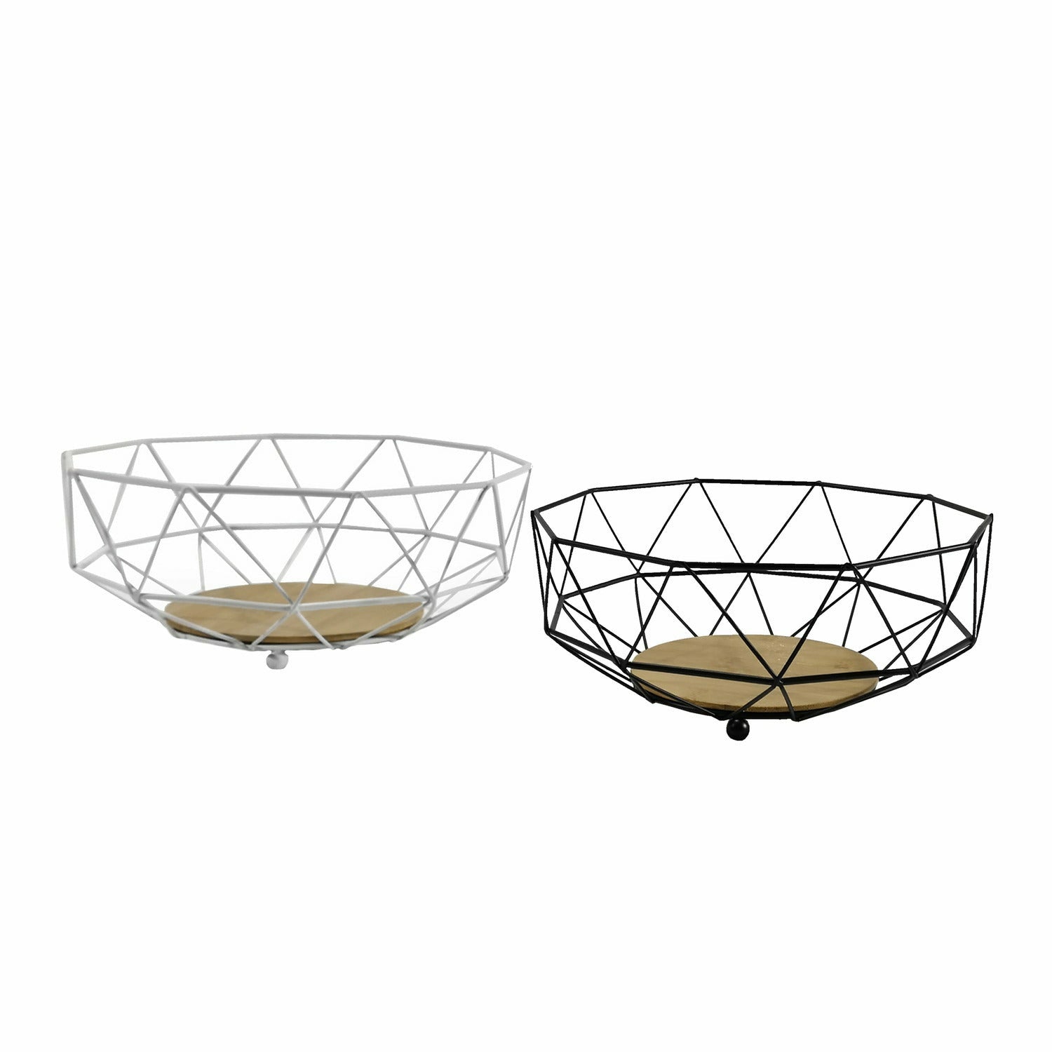 GUSTO CASA - Centrotavola Metallo Satinato con Base Bamboo h10 cm diametro 26 cm