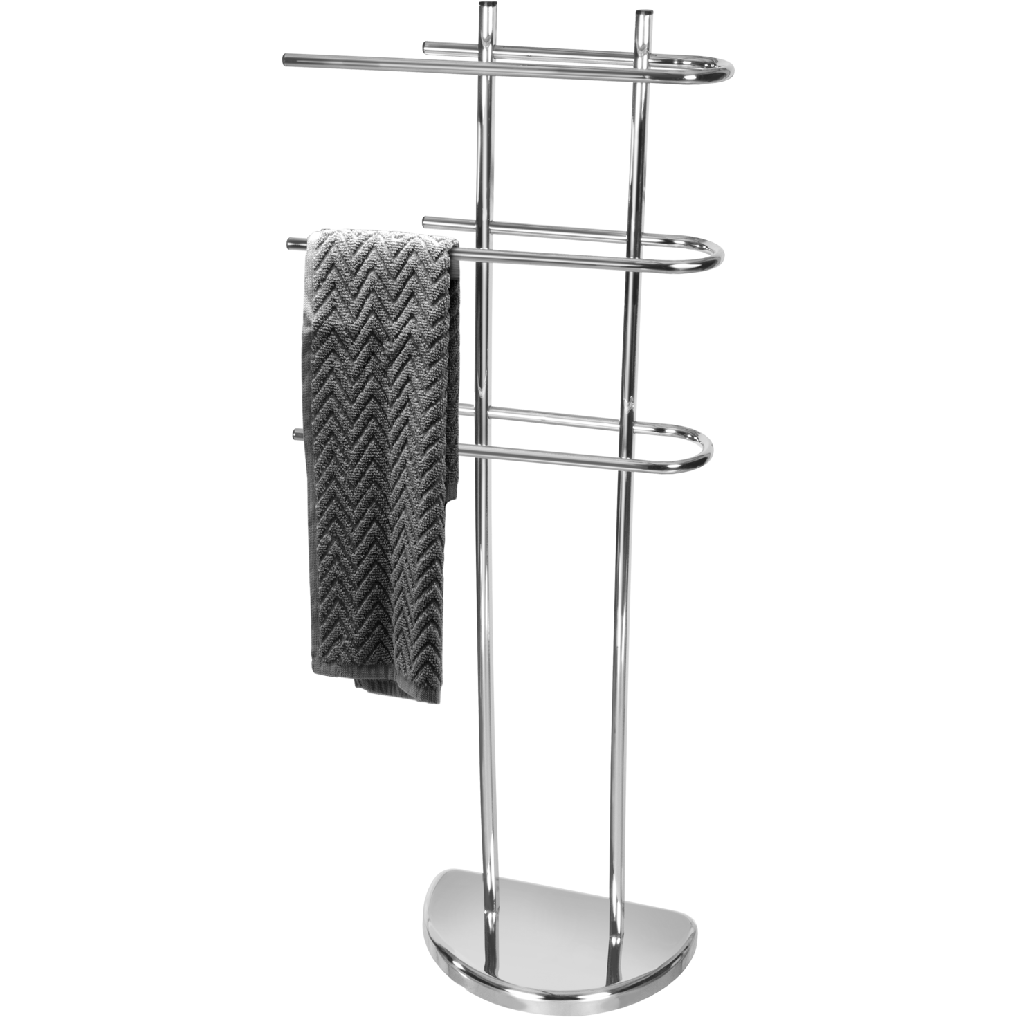 VESTIAMO CASA - Piantana Portasciugamani 3 posti in metallo cromato - h104x385x185 cm