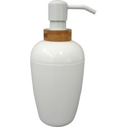 VESTIAMO CASA - Dispenser per sapone bianco con bamboo 430 ml - h18 cm diametro 8 cm