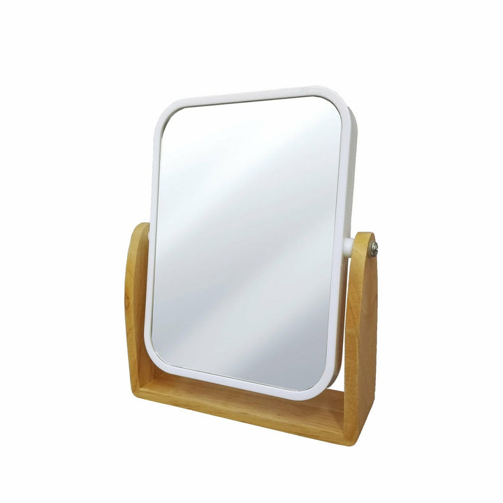 VESTIAMO CASA - Specchio Rettangolare Doppio Bianco con supporto in legno h20x16x5 cm