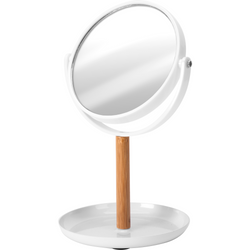 VESTIAMO CASA - Specchio doppio colore bianco con bamboo - diametro 16cm