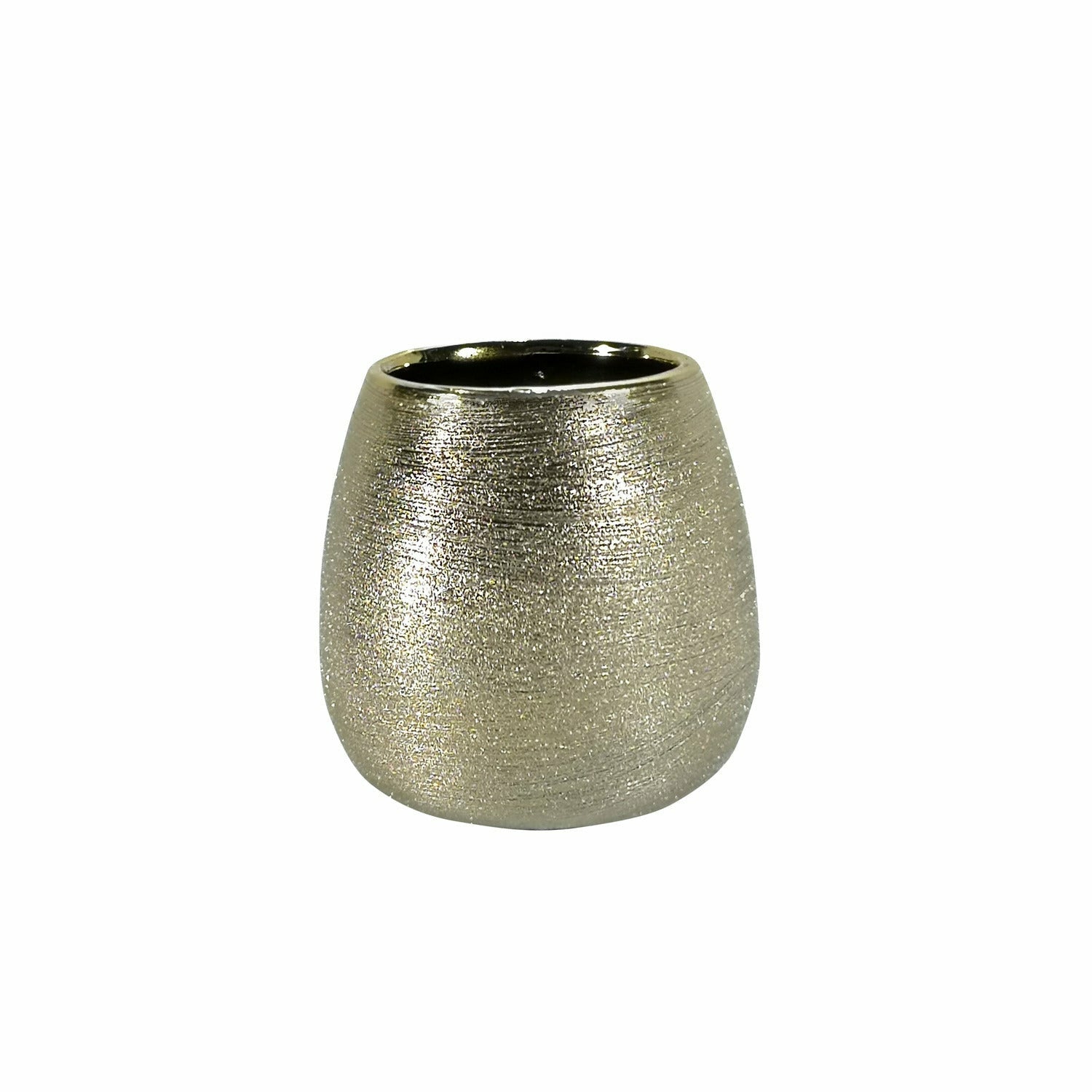 VESTIAMO CASA - Bicchiere porta spazzolini da bagno in ceramica Oro - h9,6 cm