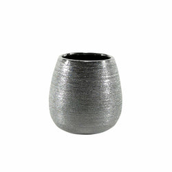 VESTIAMO CASA - Bicchiere porta spazzolini colore silver da bagno h9,6 cm