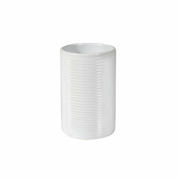 VESTIAMO CASA - Bicchiere porta spazzolini in ceramica bianco da bagno - h10 cm x diametro 6,7 cm