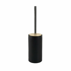 VESTIAMO CASA - Portascopino in ceramica nero con scopino e elementi in bamboo - h36 cm x diametro 9,6 cm