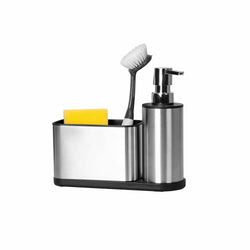 VESTIAMO CASA - Dispenser Sapone con portaoggetti in acciaio 2 scomparti - h17,5x20,3x7 cm
