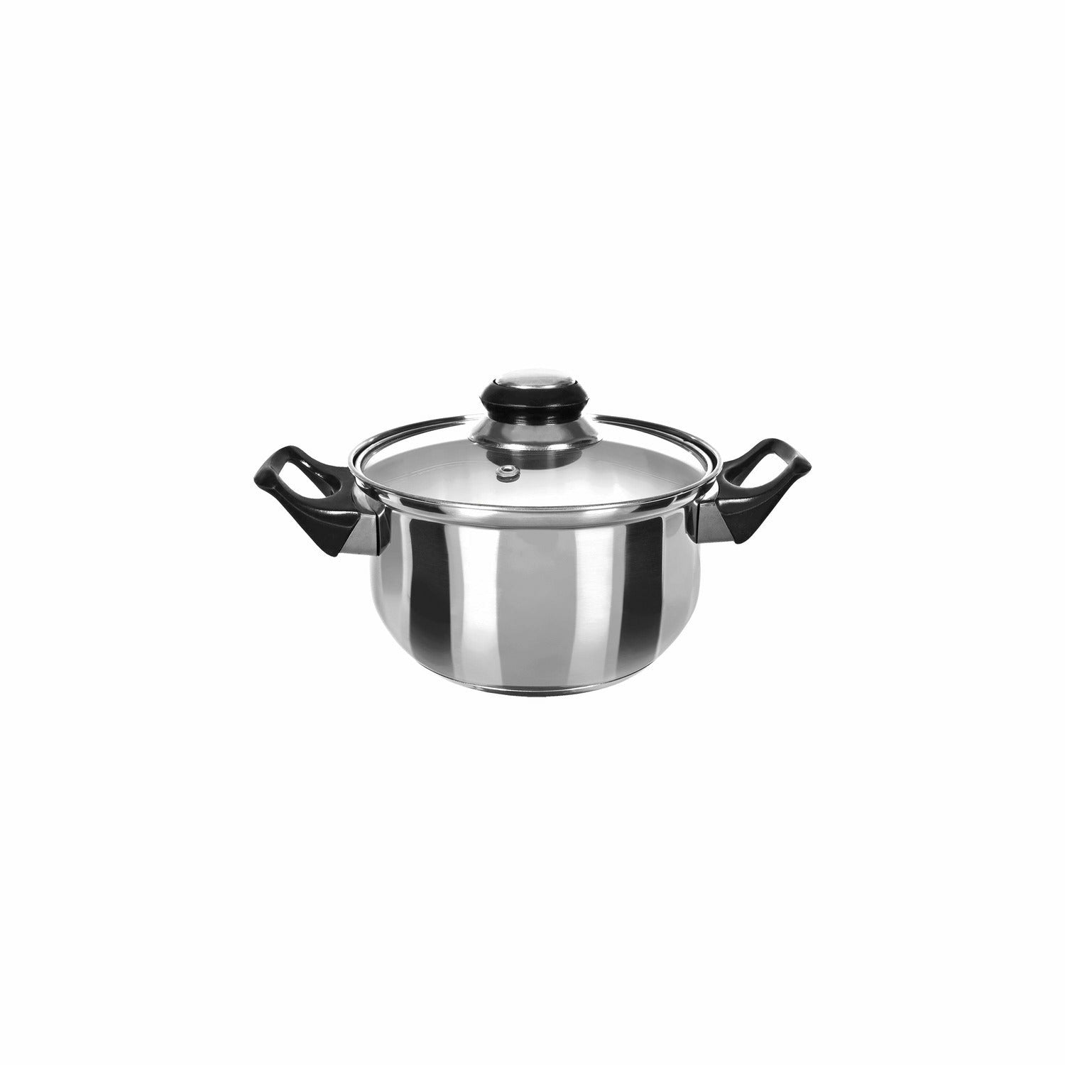 GUSTO CASA - Casseruola in acciaio diametro 16 cm con coperchio in vetro Linea Stile Mediterraneo