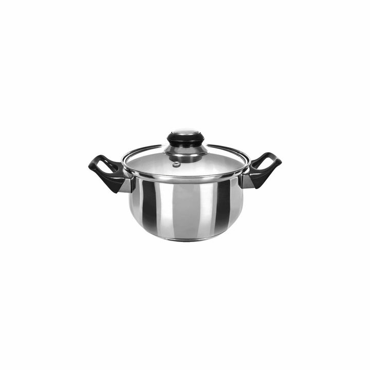 GUSTO CASA - Casseruola in acciaio diametro 16 cm con coperchio in vetro Linea Stile Mediterraneo