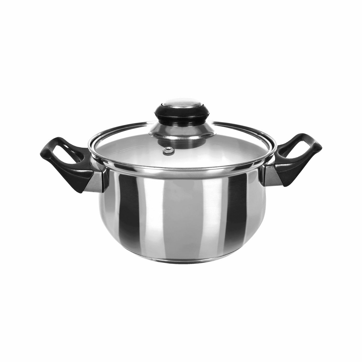 GUSTO CASA - Casseruola in acciaio diametro 22cm con coperchio in vetro Linea Stile Mediterraneo