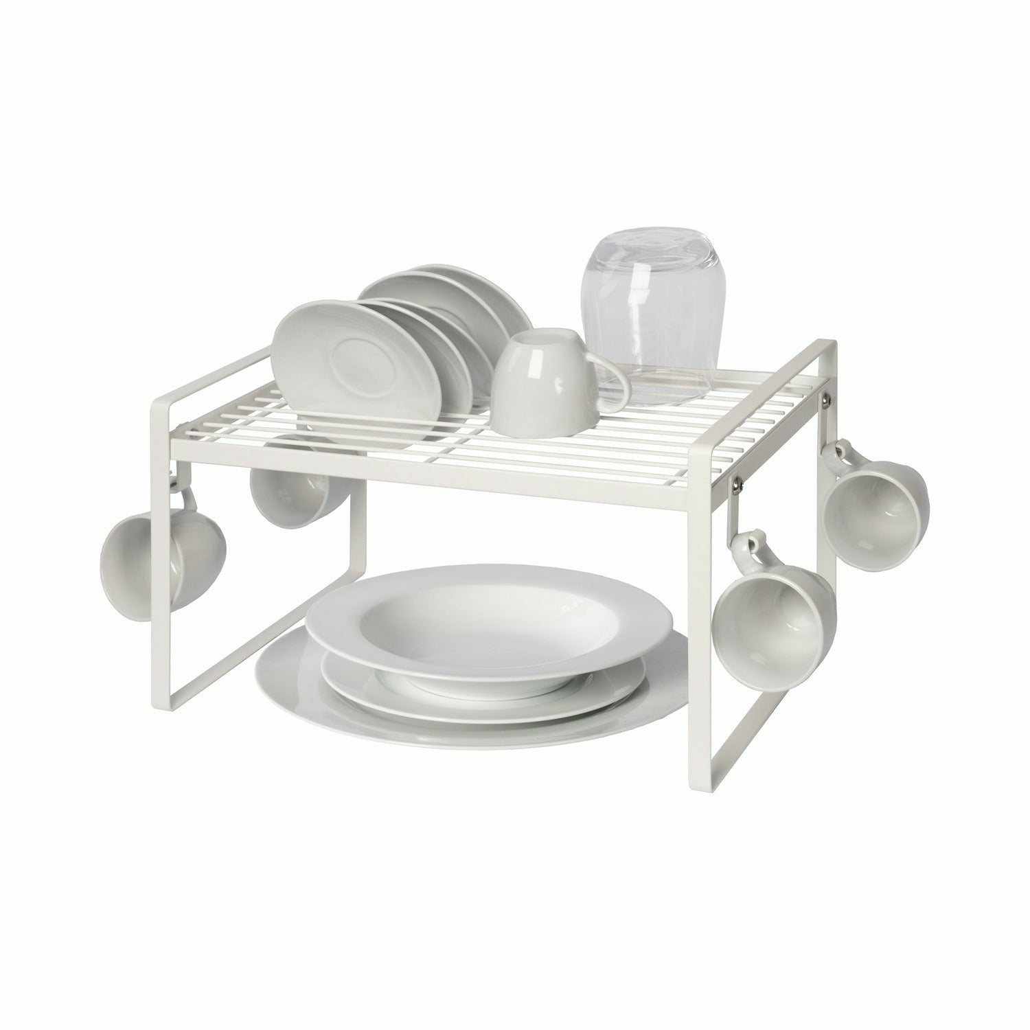 Mensola Strette E Alta Per Davanzale Cucina: Organizer Impilabile In Metallo, Lunghezza Regolabile 35-50 Cm, Larghezza 14 Cm - Bianco - 6
