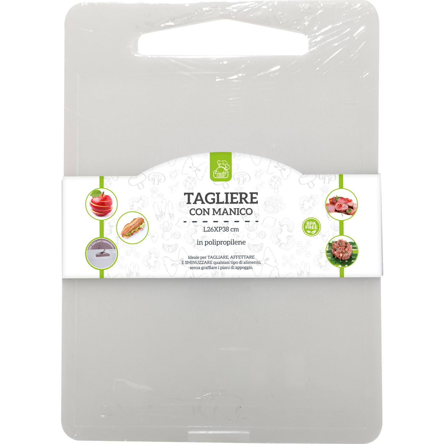 GUSTO CASA - Tagliere con manico 38x26 cm