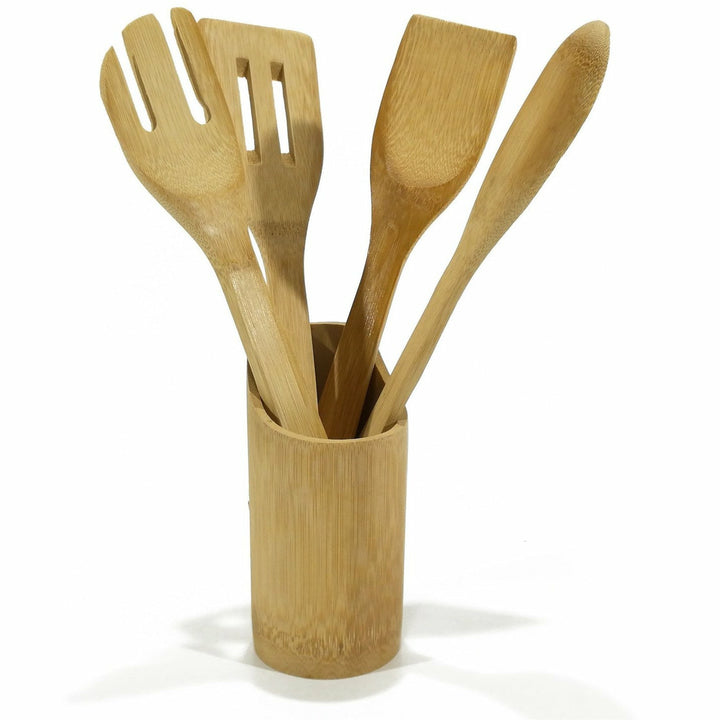 GUSTO CASA - Set 4 Mestoli in bamboo con contenitore