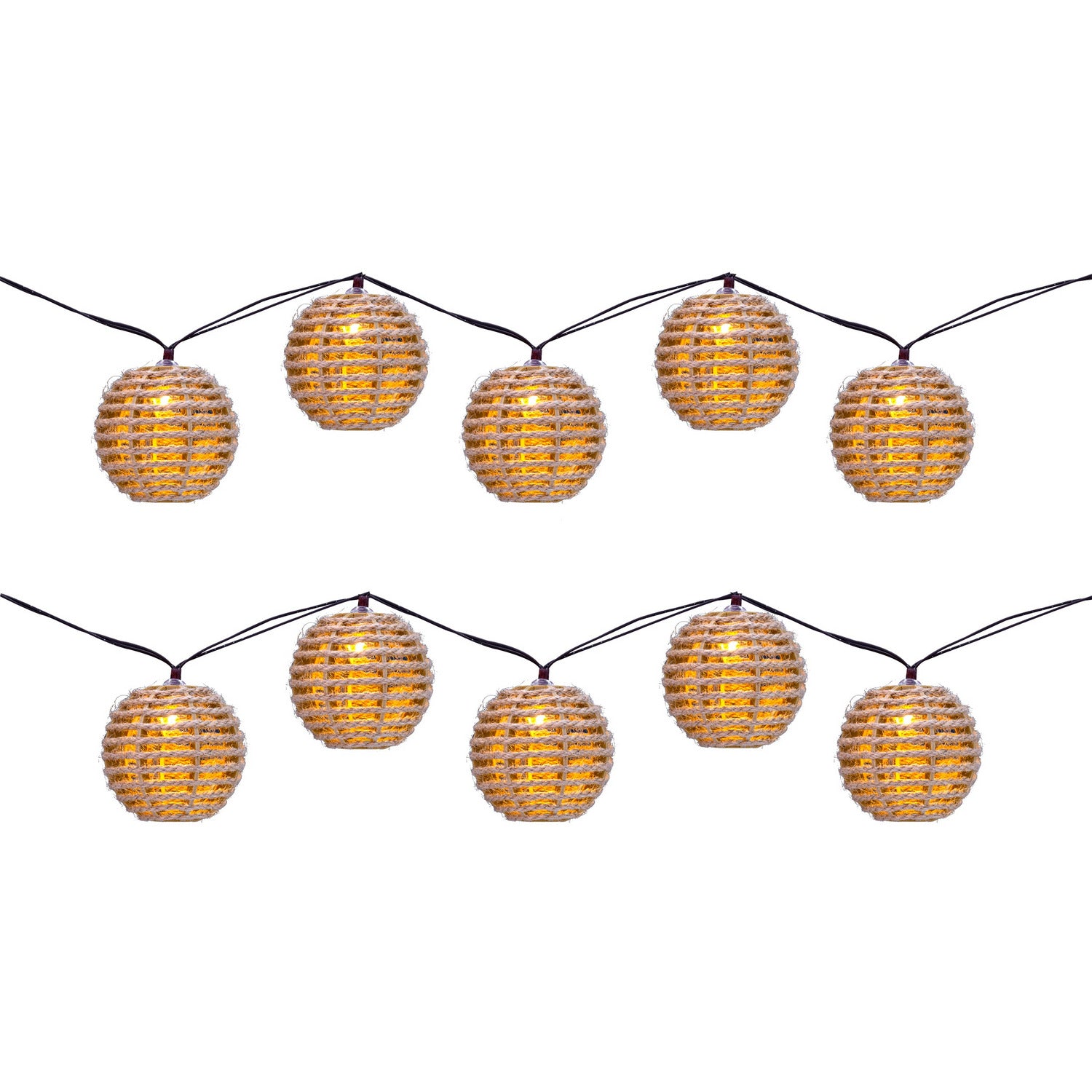 DICTROLUX - Catena luminosa 10 lanterne con pannello solare luce calda da esterno