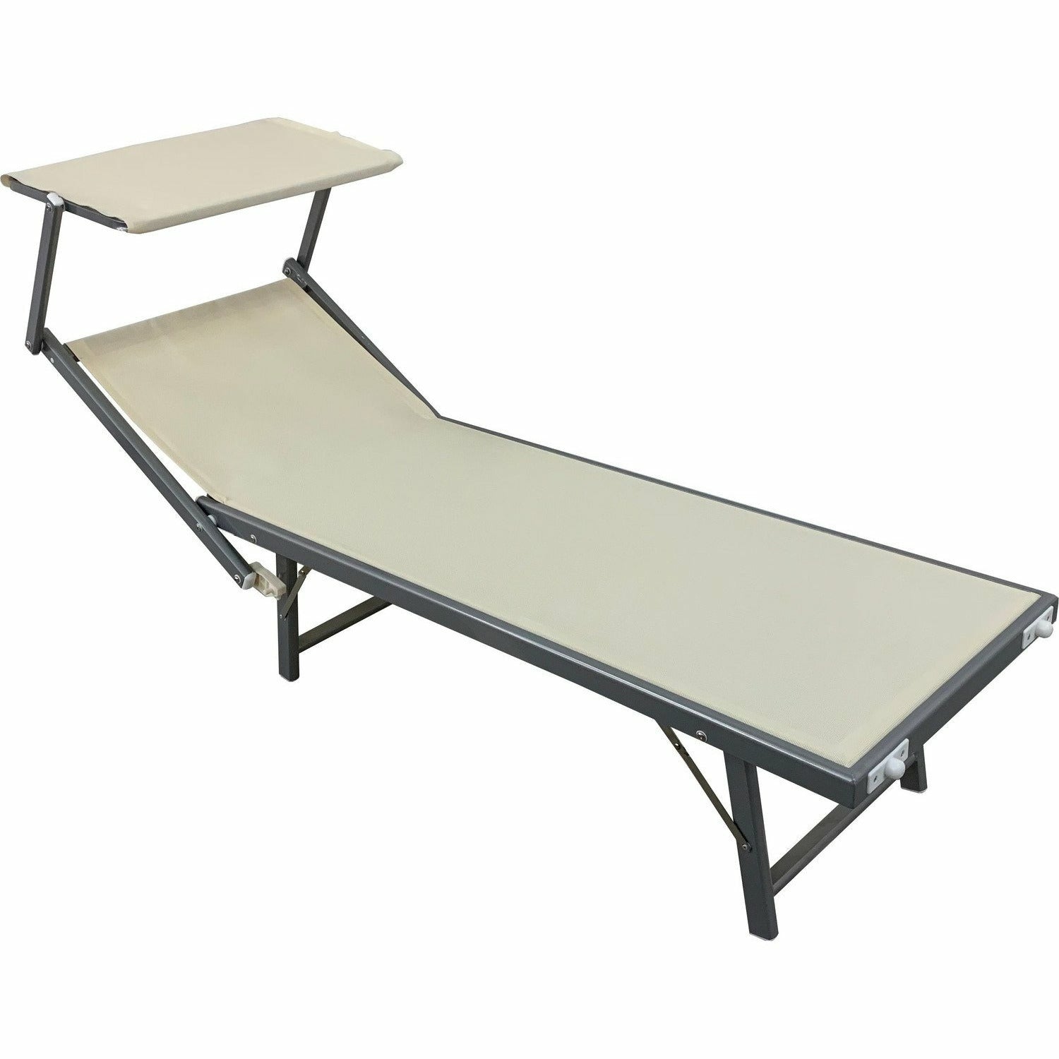 VESTIAMO CASA MARE - Lettino con parasole Beige - h36x183x58 cm