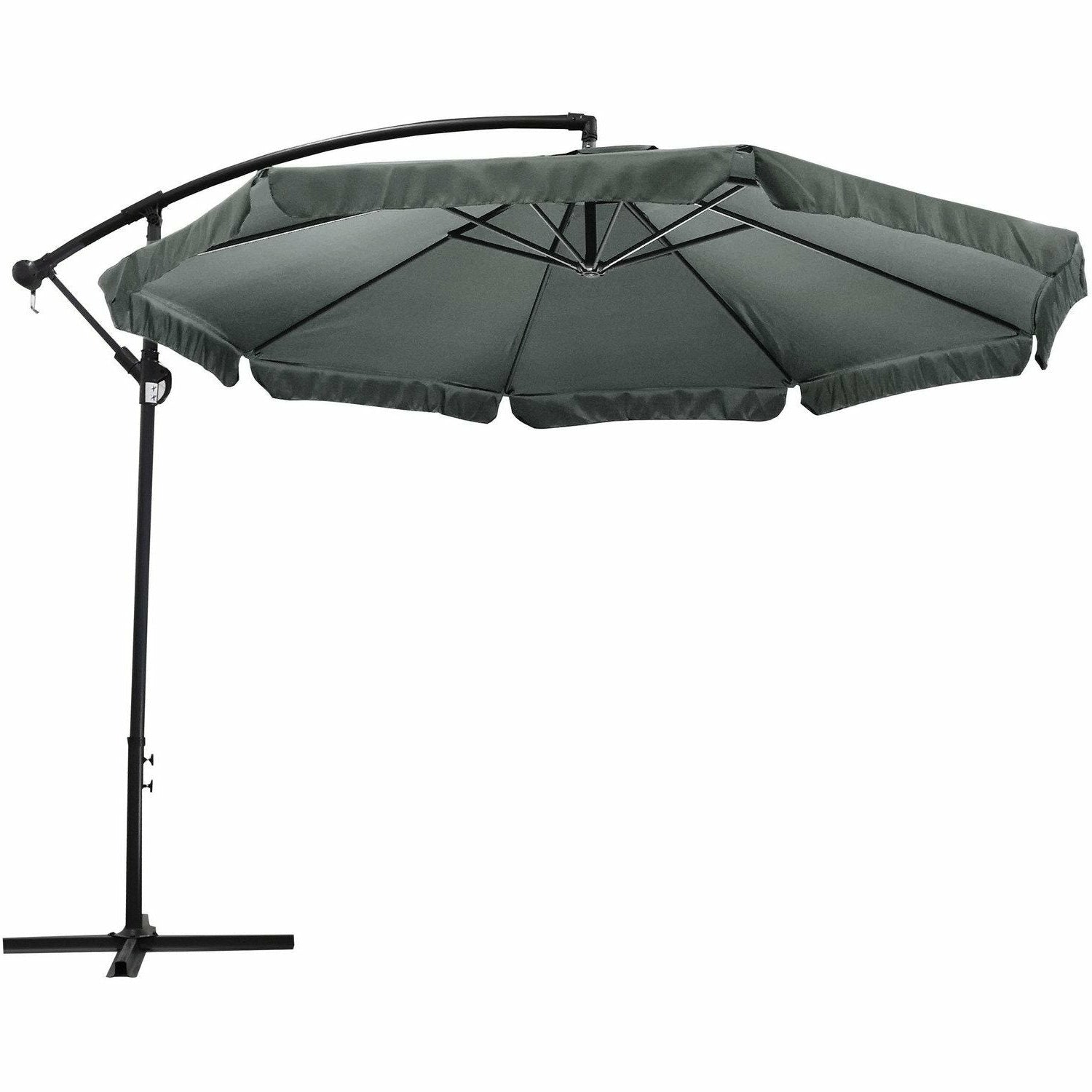 VESTIAMO CASA GIARDINO - Ombrellone Tondo Grigio a lampada con carrucola - h250 cm x diametro 300 cm