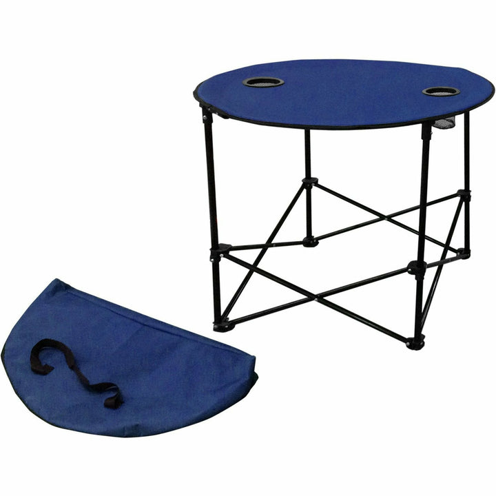 VESTIAMO CASA GIARDINO - Tavolo da Campeggio con porta lattine - diametro 60cm