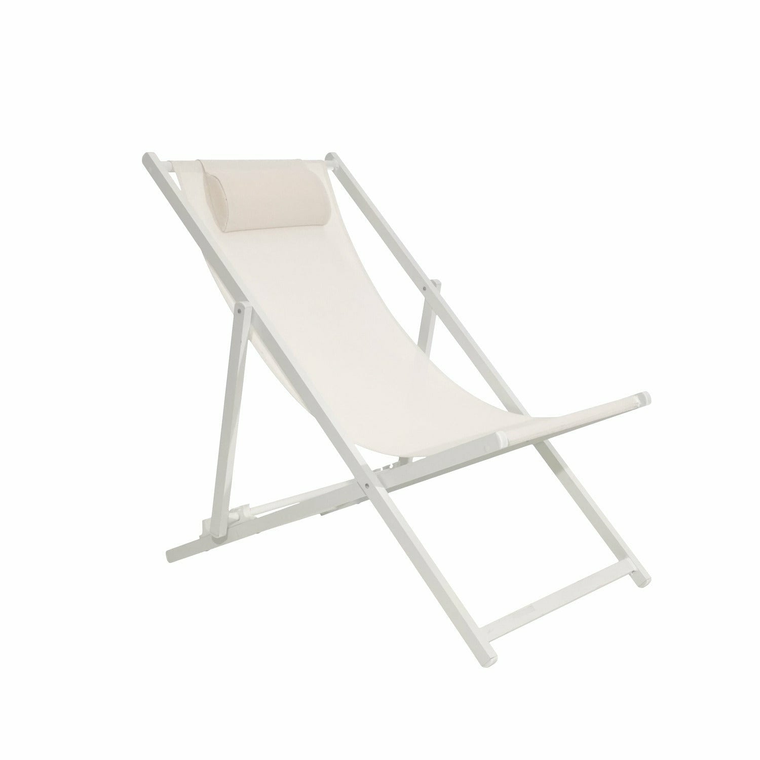 VESTIAMO CASA MARE - Sedia Sdraio Pieghevole in alluminio bianca con cuscino - h95x81x61 cm