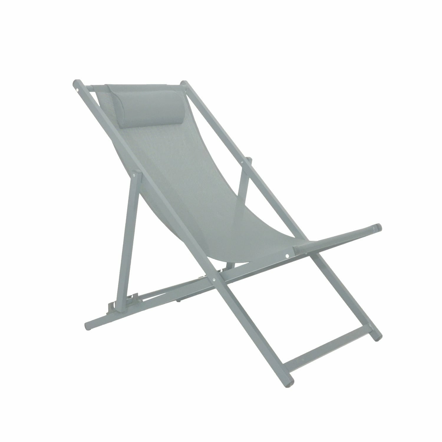 VESTIAMO CASA MARE - Sedia Sdraio Pieghevole in alluminio grigio con cuscino - h95x81x61 cm