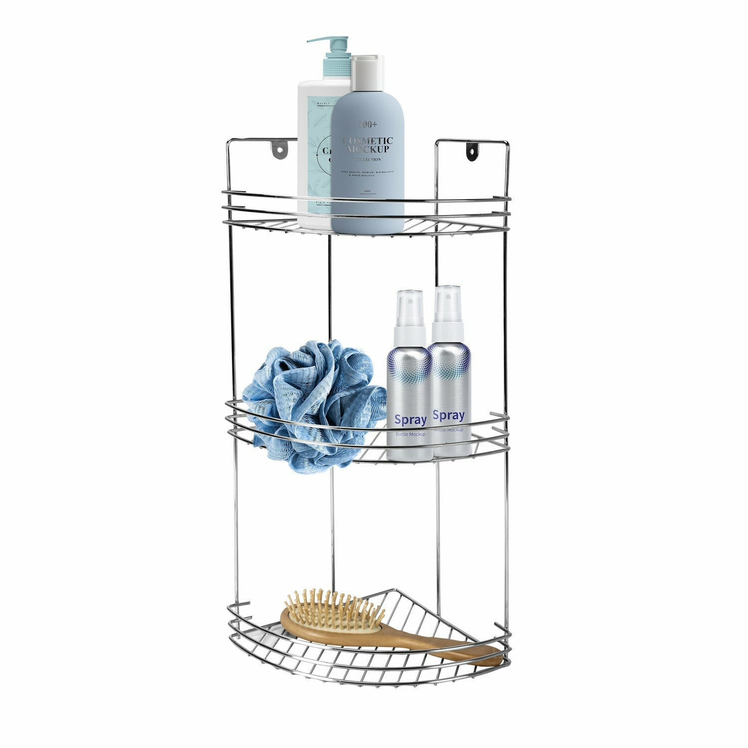 VESTIAMO CASA - Mensola angolare 3 ripiani in metallo cromato Linea Aisha - h49x19x19 cm